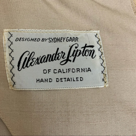 1950s Alexander Lipton Vintage Dress Sleeveless Belt Ivory Cream - Picture 4 of 14